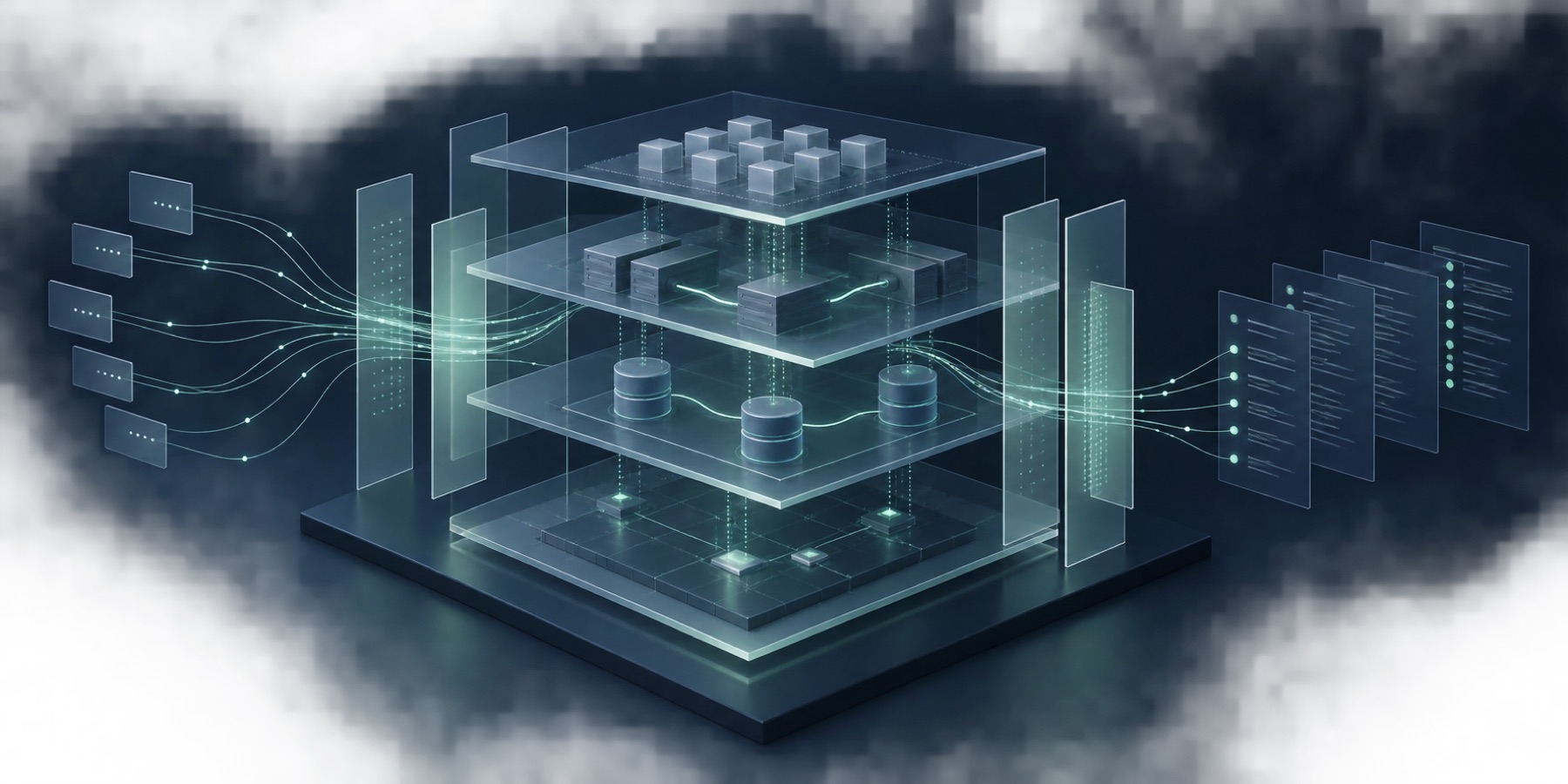 Transparent layers showing clear information boundaries and traceable access paths